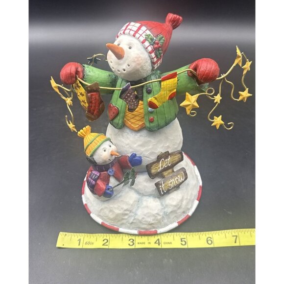 VTG Debra Jordan Bryan LET IT SNOW Snowman & Little Snowman Figurine Christmas - Picture 8 of 9